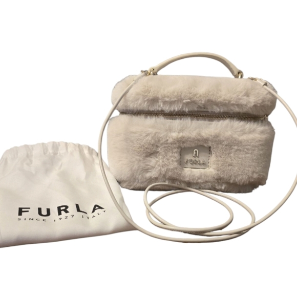 Furla Camelia Micro Crossbody Faux Fur 2 Way Bag In EUC - Picture 1 of 11